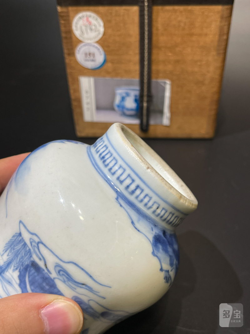 明晚期 青花射猎图觯式琴炉 - 图12